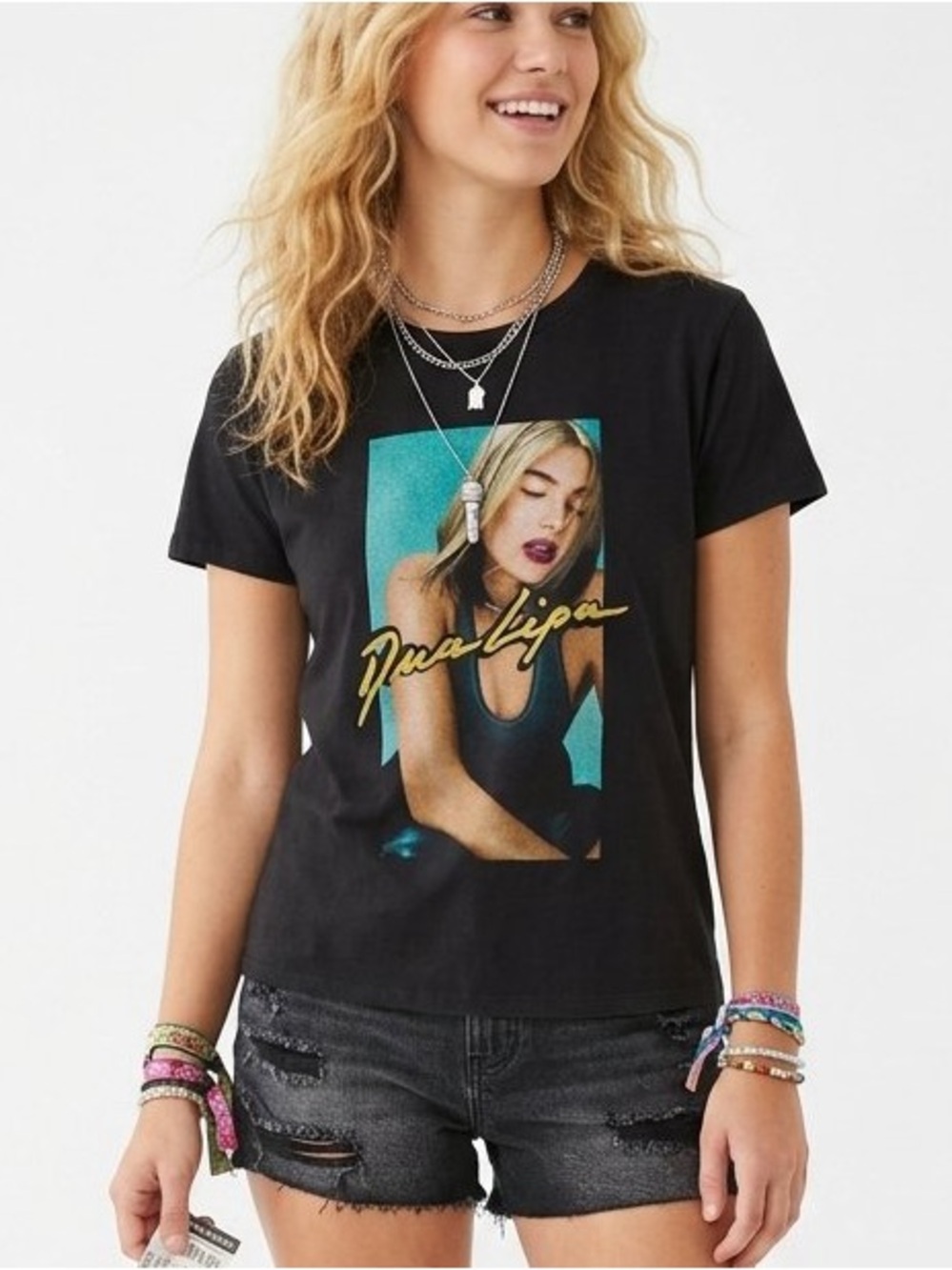 Dua Lipa Black Graphic Tour T-Shirt Size Small